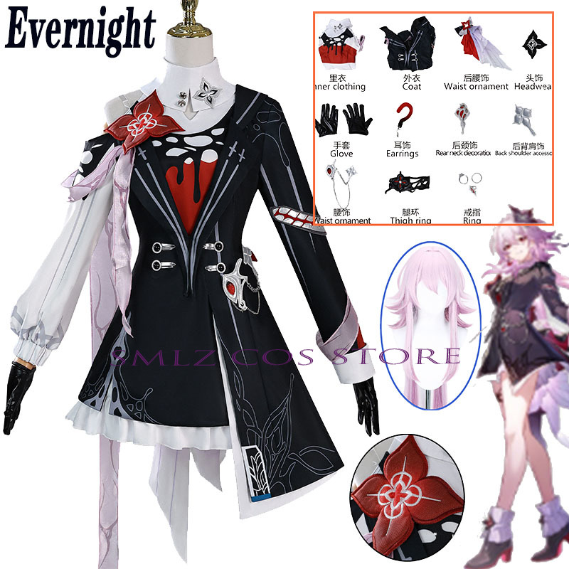 Newly Evernight Cosplay Honkai – Anime Cosplay Costumes Female recenzja i cena